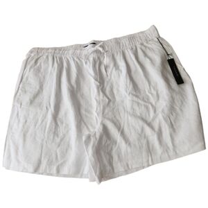 NWT Tahari White Linen/Rayon Blend Shorts Size 2x Pockets & Elastic Waist
